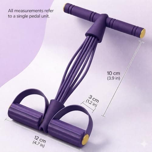 Pedal Resistance Bands with Handle – 6 Tube Heavy Resistance Sit Up Pull Rope, Foot Pedal Exercise Bands for Abs, Arms, Legs & Core Workout, Portable Home Gym Equipment (Purple) — view 6