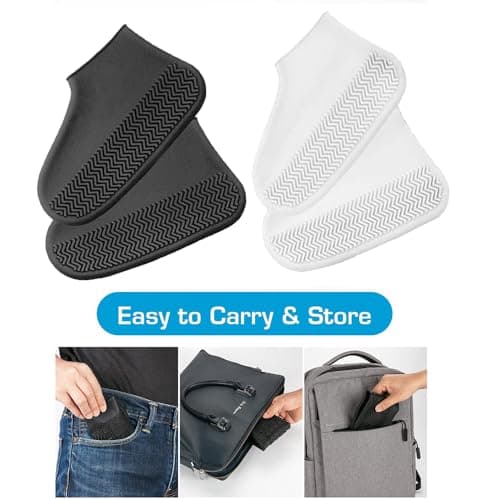 RXKFIGX 2 pairs Silicone Waterproof Shoe Covers,Reusable Upgraded Overshoes Resistant Rain Boots Non-Slip Washable Protection Cover,Portable Reusable Non Slip Overshoes for Men and Women — view 4