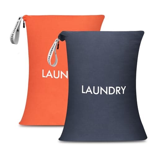 WiseBoy Travel Laundry Bags with Zips, 2 Pack Dirty Laundry Bag for Travel