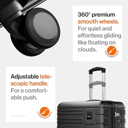 Travely Polycarbonate XL Suitcase Large 77cm - 158cm Linear Dimensions - 20kg Suitcase Including TSA Lock, Hard Shell, Travel Case — view 5