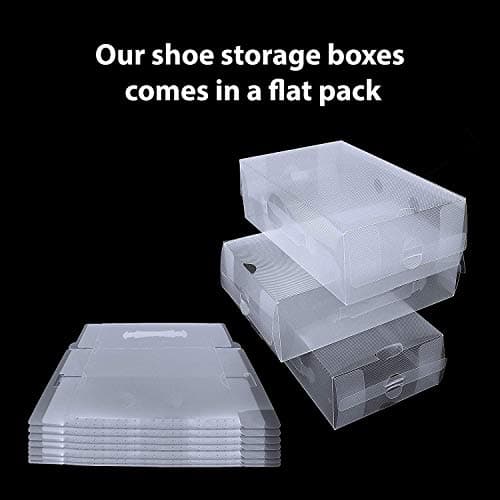 Taylor & Brown Set of 10 Clear Corrugated Plastic Shoe Storage Boxes with Handle 18x30x9.5cm - Stackable and Foldable for Ladies Men - Transparent Shoe Organiser — view 5