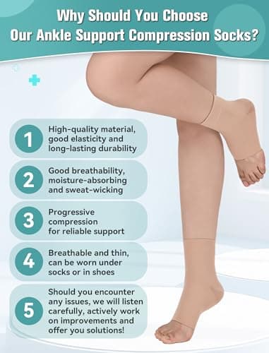 Evolyline 2Pair Ankle Support Compression Socks For Women Men Open Toe — view 3