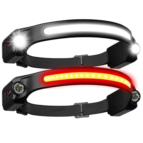 Head Torch Rechargeable,2 Packs Headlamp with Red Light 2XPE 260°Wide Beam