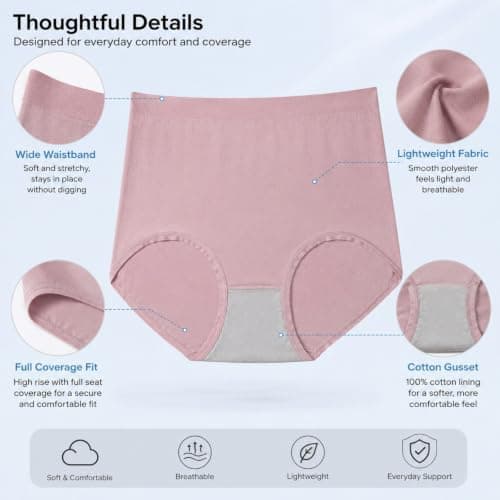 Women's 6 Pack High Rise Full Coverage Briefs Cotton Gusset Wide Waistband (6pcs-e,S) — view 2