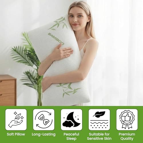 Aspect Pack of 2 Bamboo Bed Memory Foam Pillow For Sleeping Neck and Head Support Anti Allergy Orthopedic Pillows Deep Sleep Neck Pillow Superior Comfort Antibacterial Pillow for Side & Back Sleepers — view 5