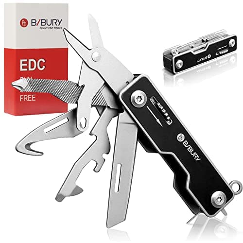BIBURY EDC Multitool, 10 in 1 Pocket Size EDC Key Ring Multi Tool