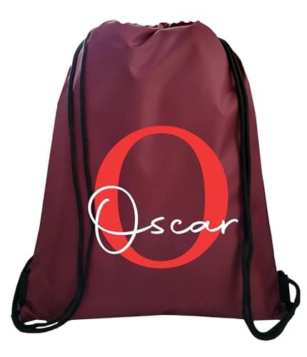 JJLC Personalised PE School Bag Drawstring Sports Bag Initial & Name (Maroon) — view 2