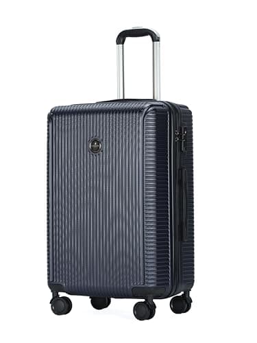 Larkbury Hard Shell Expandable Suitcase, Lightweight PC+ABS Travel Luggage with TSA Lock, Double Spinner Wheels & High Capacity Storage (Navy Blue, 24" Inch)