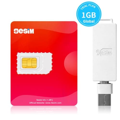 9ESIM V3 Flagship eSIM Card & Reader Kit, Universal SIM-eSIM Adapter for All Smartphones & Android Devices, 1.5MB Storage, 50 Profiles, Premium STK Chip, Pre-Cut for Global Travel USA/Europe/JP/China