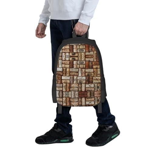 GaxfjRu Wine cork Print Large Capacity Travel Backpack Carry On Flight Approved Laptop Backpack-Personal Item Travel Bag, Black, One Size — view 6
