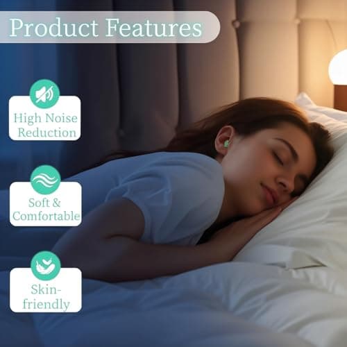 60 Pairs Ultra Soft Foam Ear Plugs, 38dB SNR Noise Reduction Earplugs for Sleeping Hearing Protection Travel Study Concentration Construction Site (Green, One Size) — view 6