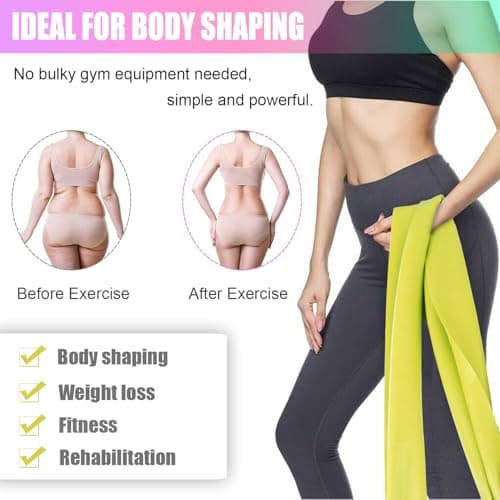 Jedebartey Resistance Bands, Exercise Band with 3 Strength Levels Optional 1.5m Long Stretch Bands for Women Men Yoga Pilates Strength Training Workouts Physiotherapy (Yellow - Light 15lbs) — view 4