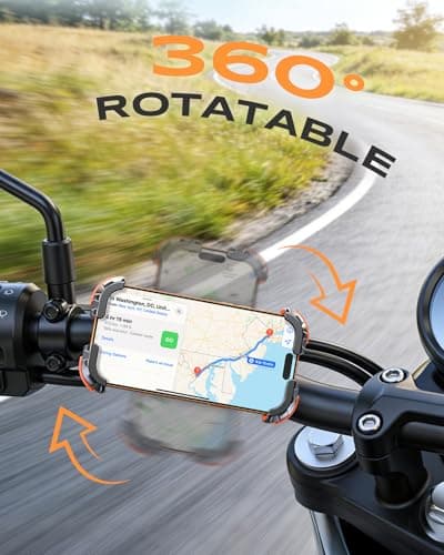 Babacom Motorbike Phone Holder [Shock-Absorb], Upgrade Bike Phone Holder [1s Lock][Secure Protection], 360° Rotatable Bicycle Phone Holder, Motorcycle Handlebar Clamp Mount Riser for 4.7-6.8" Phones — view 5