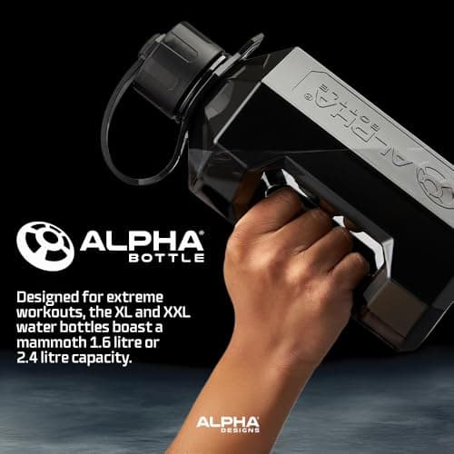 Alpha Designs 2 Litre Water Bottle 2L Large Gym Drinks Water Jug - Black — view 5