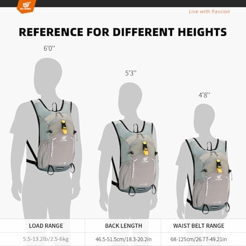SKYSPER Small Hiking Backpack - 15L Travel Rucksack Lightweight Daypack with Chest & Waist Strap Water Resistant Walking Backpack for Women Men — view 2