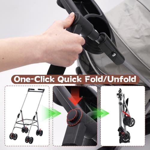 3-in-1 Foldable Pet Stroller with Detachable Carrier,Cup Holder&Storage Bag — view 4