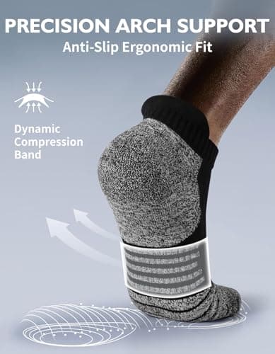 CLOSEMATE 6 Pairs Sport Trainer Ankle Socks for Men(6Black,Size L) — view 5