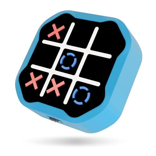 MASSRT 3-in-1 Electronic Tic Tac Toe Handheld Travel Game, Blue