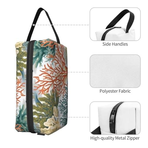 HSYOYO Travel Toiletry Bag for Women Men,Portable Hanging Toiletry Bag,Waterproof Dopp Kit Cosmetic Organizer,Large Capacity Shaving Bag Makeup Bag, Coral Sea, One Size — view 2