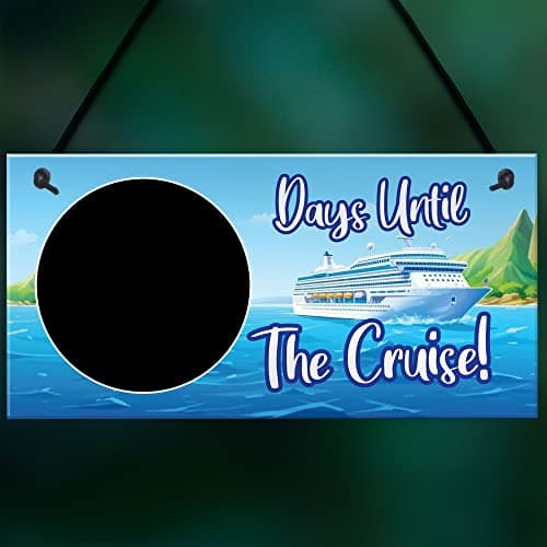 Red Ocean Countdown To Cruise Plaque - Hanging Holiday Countdown Signs - Travel Essential Gifts For Women - Retirement Gifts - Cruise Essentials - Holiday Accessories — view 5