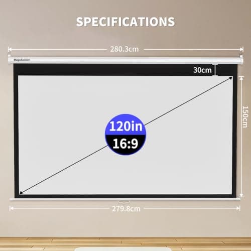 MageScreen 120 Inch 16:9 Manual Pull Down Projector Screen HD 4K — view 5