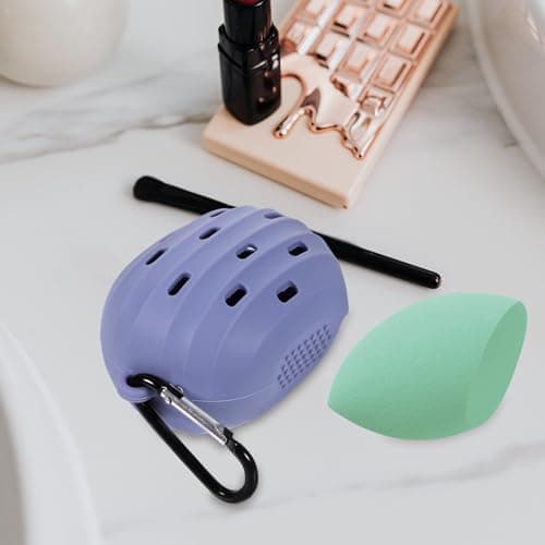 Silicone Makeup Puff Storage Case Portable Travel Holder Lavender — view 6