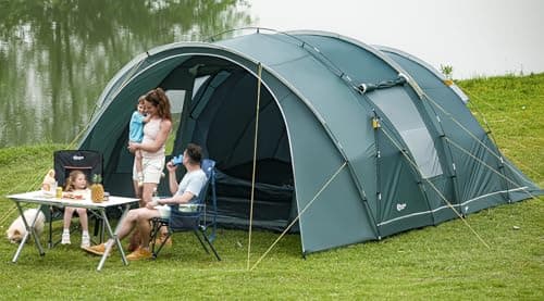 Portal Luxury 6 Man Tunnel Tent Large Family Tent with Living Area 2 Bedroom Dividable 3000mm Waterproof 5 Man Camping Tall Standing up Height with Sewn-in Groundsheet 5-6 Person — view 2