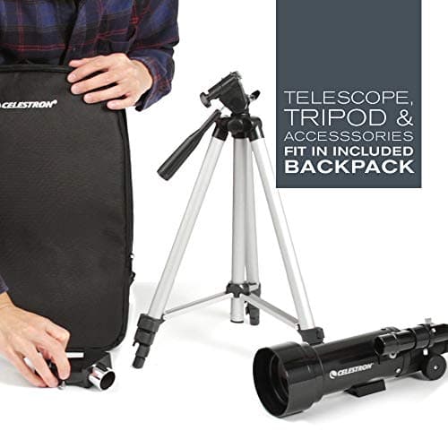 Celestron 21035-ADS Travel Scope 70 Refractor Telescope Kit with Backpack, Black (Amazon Exclusive Including Additional 4mm Eyepiece and 3x Barlow Lens) — view 3