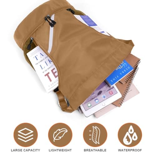 flintronic Drawstring Backpack, Waterproof Sports Backpack, Large Gym Bag With Shoe Compartment and Water Bottle Mesh Pockets, for Sports School Beach Holidays Swimming Travel — view 3