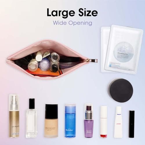 Small Makeup Bag for Handbag 2 Pack Vegan Leather Cosmetic Bag for Purse — view 4