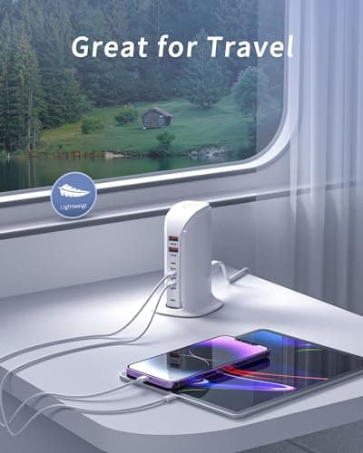 Qurzou USB C Charging Station 55W,Multi USB C Charger Tower,5 Port USB Charging Hub for iPhone 16/15/14/13,Samsung,iPad,etc(white 55W) — view 5