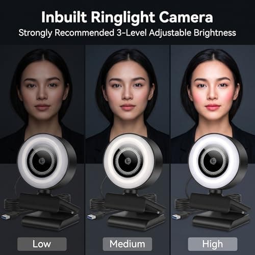 HUYEOOG 1080P HD Mini Webcam with 3-Color Fill Light, Wide Angle Lens, Noise Canceling Microphone and Tripod, USB C Adapter Included for Laptop Desktop Zoom Skype Streaming Gaming — view 6