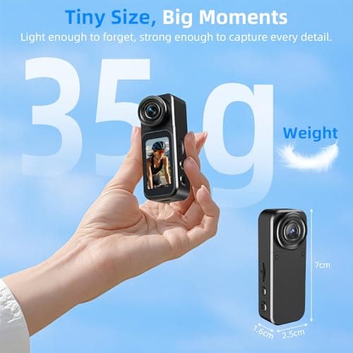 Aroeally POV Mini Thumb Camera - 2.7K 30FPS Wearable Action Camera, 180° Rotatable Lens, 1.47" IPS Touch Screen, WiFi Sports Camera, Magnetic Mount, Pocket Camera for Vlogging, Cycling, Travel — view 2