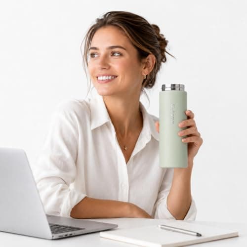 【Upgraded】 Exllena Small 500ml Water Bottle for Handbag – Small Flask for Hot & Cold Drinks, Perfect Small Insulated Water Bottle for Travel, Milk, Coffee...(Mint-Green) — view 6