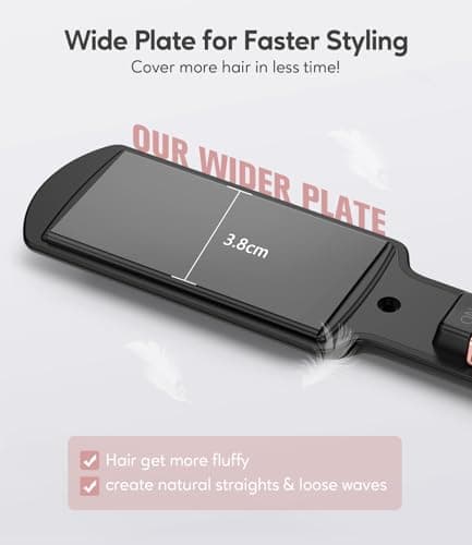 FARERY Portable Mini Hair Straightener, 38mm Wider Plate Mini Flat Iron for Short&Long Hair, Ceramic Travel Hair Straighteners with Argan Oil&Keratin Infused, Universal Voltage, with Storagebag — view 3