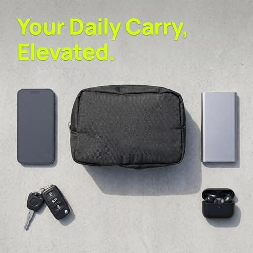 Waterproof Canvas Mini Travel Makeup Carrying Case Wash Bags Cosmetic Bag Portable Electronics Accessories Organizer Wash Gym Shaving Bag, Black — view 2