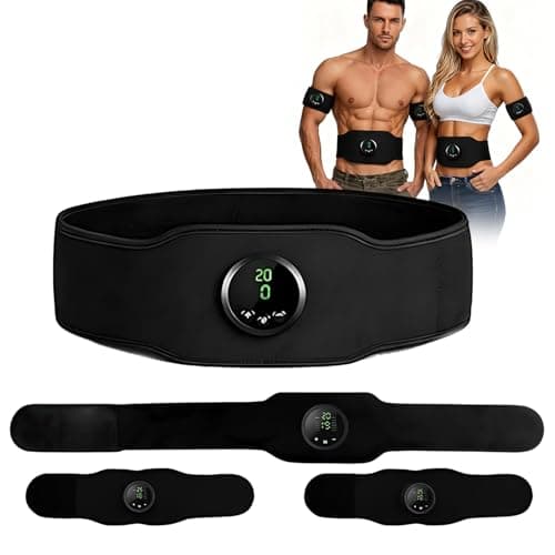 JDKJAG EMS Abdominal Toning Belt 3-in-1 Set, Rechargeable Muscle Stimulator with 12 Modes & 19 Intensities, Adjustable Fitness Belt for Core, Abs, Arms, Legs & Glutes, Portable Electric Toner
