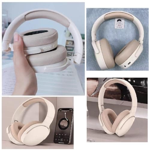 BSOMAM Wireless Bluetooth Headphones,HiFi Foldable Intelligent Noise Reduction Adjustable Wireless Headset with Microphone,Bluetooth-compatible 5.1 Stereo Over Ear Headphone for Sports Travel (Beige) — view 6