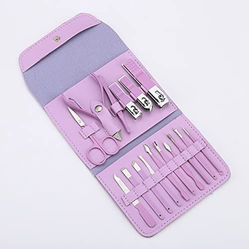 Saluaqui 16pcs Stainless Steel Manicure Pedicure Kit Portable Grooming Set