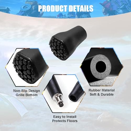 8pcs Walking Stick Rubber Ends, Shock Absorption Non-Slip Cane Tips, Black — view 3