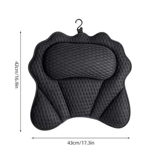 LN Cozy CORNE 4D Air Mesh Bath Pillow – Ergonomic Bath Pillows for Head and Neck with 6 Powerful Suction Cups, Luxury Bathtub Cushion, Quick-Dry Bath Accessories for all Bathtub (Black) — view 4