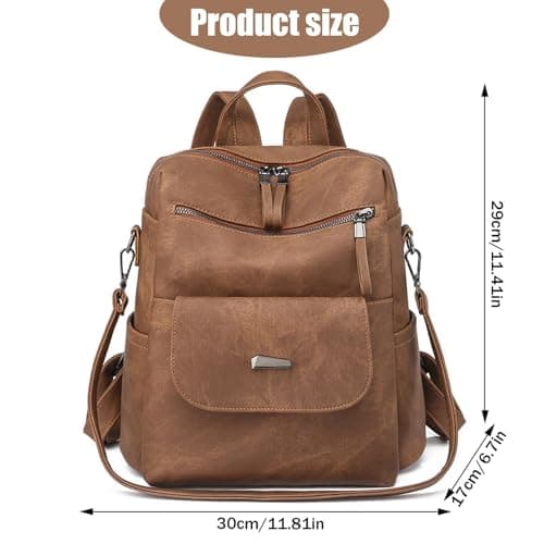 WUGUANSS Women's Fashion Backpack Anti-Theft Lightweight PU Fashion Travel Multipurpose Convertible Purse Shoulder Bag Handbag Waterproof Backpack Gifts for Women Ladies Shoulder Bag — view 6
