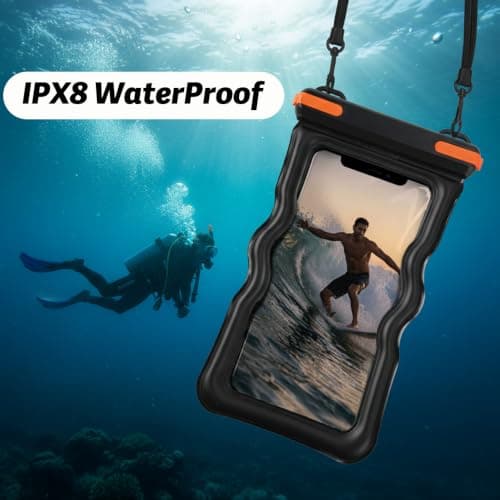 Pinmxaex IPX8 Floating Waterproof Phone Pouch, 2 Pack Black — view 4