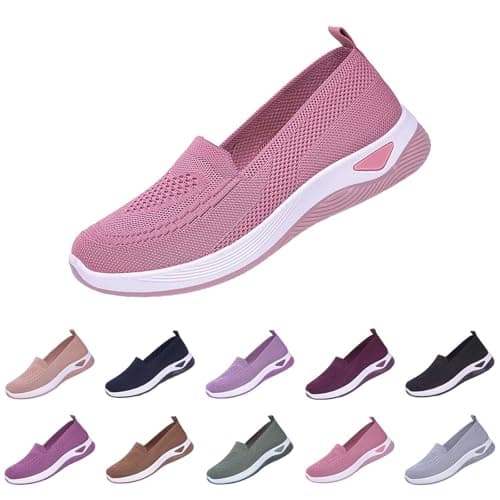 cfpqv Slip On Trainers Women's Orthopaedic Shoes Lightweight Mesh Sports Shoes Breathable Trainers Walking Shoes Gym Fitness Running Shoes Running Walking Road Running Shoes Bequme Slip-On Shoes Size — view 4