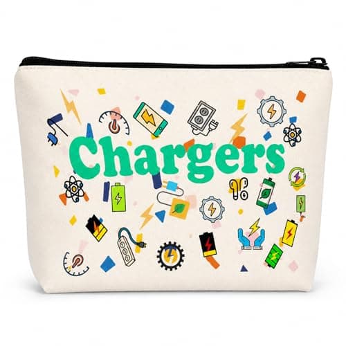 VIZIVOLT Charging Cable Organiser Bag, All My Charging Stuff Travel Pouch, Double-Sided Printing Makeup Bag Gifts for Women Men Cable Bag with Zipper Travel Gifts for Friends Daughter Son