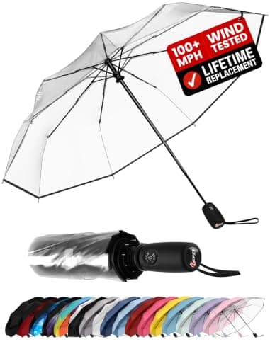 Repel Windproof Travel Umbrella - Compact & Withstands Winds up to 100MPH, Strongest Premium Auto Folding Umbrella for Rain and Sun - Durable, Light & Portable for Women & Men, Fits Backpack & Cars