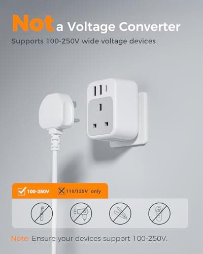 TESSAN UK to India Plug Adapter, Type D India Travel Adapter with USB C — view 6
