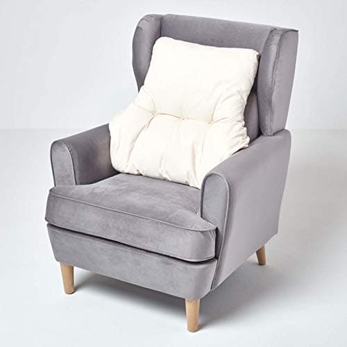HOMESCAPES Cream Back Support Cushion Thick Lumbar Cushion for Armchair, Desk Chair or Sofa Soft 100% Cotton Orthopaedic Posture Cushion, 15cm Deep — view 2