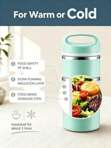 Lille Home Stainless Steel Lunch Box, Stackable 3-Tier, 1380ml — view 4