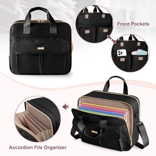 Prokva Teacher Tote Laptop Briefcase Work Bag for Women, Black — view 5